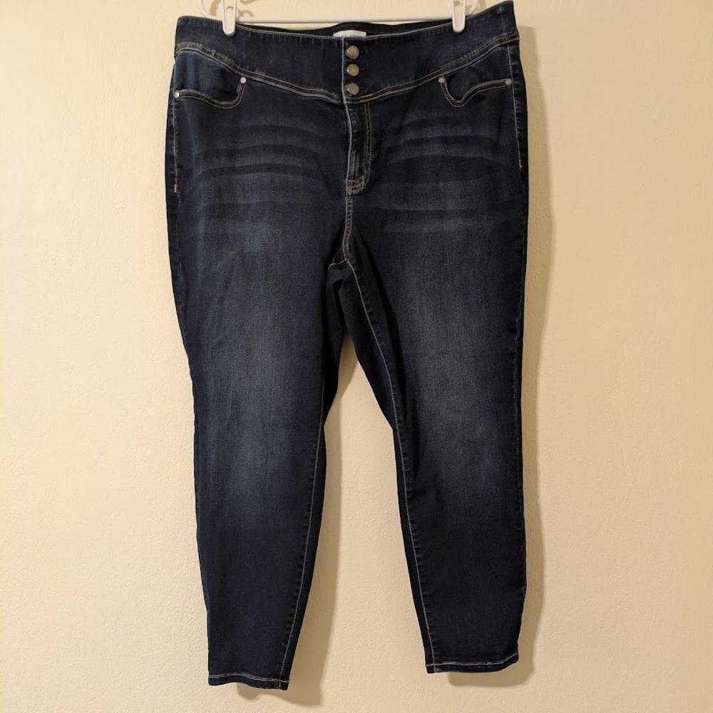 Lane Bryant Jegging Sz 24‎ High Rise Dark Denim Super Stretch 3 Button